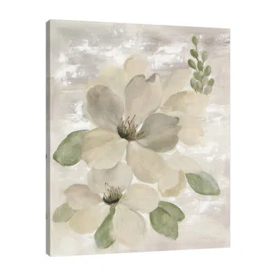 Jaxson Rea White On White Floral Ii Sage By Silvia Vassileva - Wrapped Canvas Print