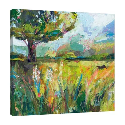 Jaxson Rea Wildflowers By Jeanette Vertentes - Wrapped Canvas Painting In Brown;green;red