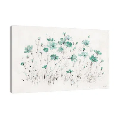 Jaxson Rea "wildflowers I Turquoise" Gallery Wrapped Canvas By Lisa Audit In Gray;orange