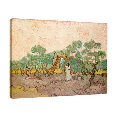 Jaxson Rea Women Picking Olives By Wild Apple Portfolio - Wrapped Canvas Print In Blue;gray;yellow;pink;lime Green;teal Bl