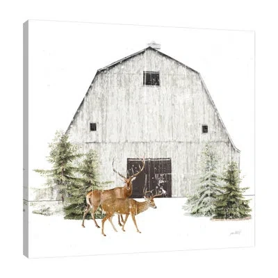Jaxson Rea "wooded Holiday Vi" Gallery Wrapped Canvas By Katie Pertiet In White;gray;red;charcoal Gray