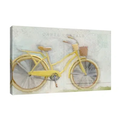 Jaxson Rea "yellow Bike Postale" Gallery Wrapped Canvas By Kimberly Allen 15198 In White;gray;mint Blue;charcoal Gray;tan K