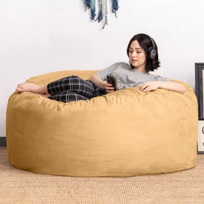 Jaxx Basics 5 Foot Large Adult Bean Bag Chair, Oversized With Filler, Gray In Brown