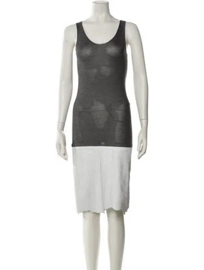 Pre-owned Jay Ahr Lambskin Midi Length Dress In Gray