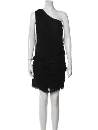 Pre-owned Jay Ahr One-shoulder Mini Dress In Black