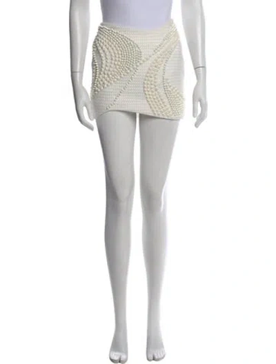 Pre-owned Jay Ahr Patterned Mini Skirt In White