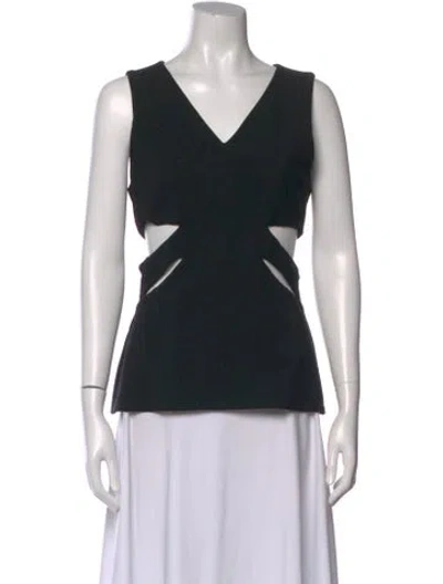 Pre-owned Jay Ahr Silk V-neck Top In Black