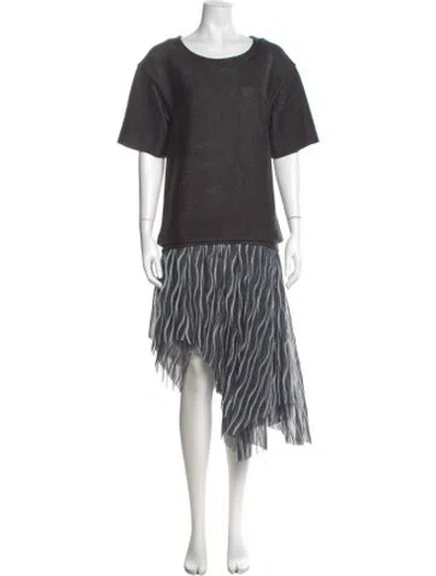 Pre-owned Jay Ahr Striped Long Dress In Gray