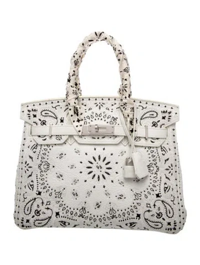 Pre-owned Jay Ahr Togo Leather Top Handle Bag Vintage In White