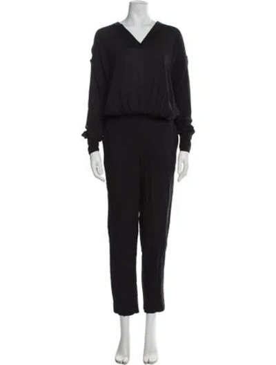 Pre-owned Jay Ahr V-neck Jumpsuit In Black