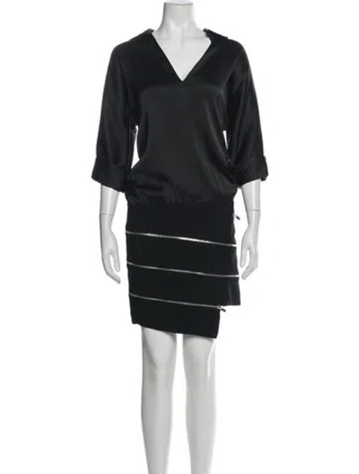 Pre-owned Jay Ahr V-neck Knee-length Dress In Multi