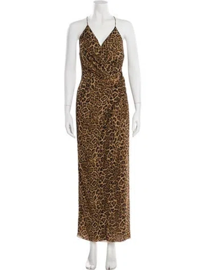 Pre-owned Jay Godfrey Animal Print Long Dress In Brown
