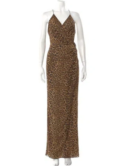 Pre-owned Jay Godfrey Animal Print Long Dress W/ Tags In Brown