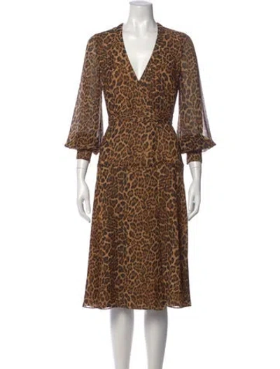 Pre-owned Jay Godfrey Animal Print Midi Length Dress W/ Tags In Neutral