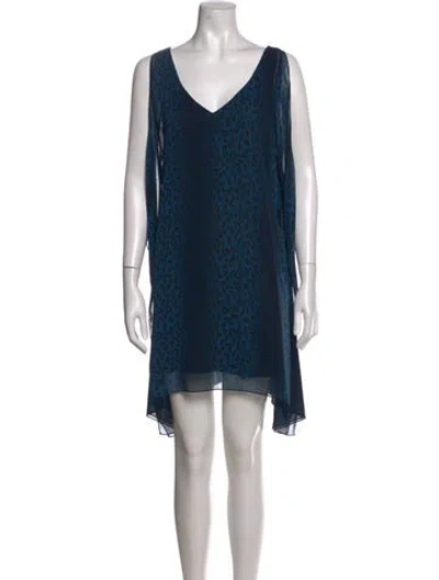 Pre-owned Jay Godfrey Animal Print Mini Dress In Blue