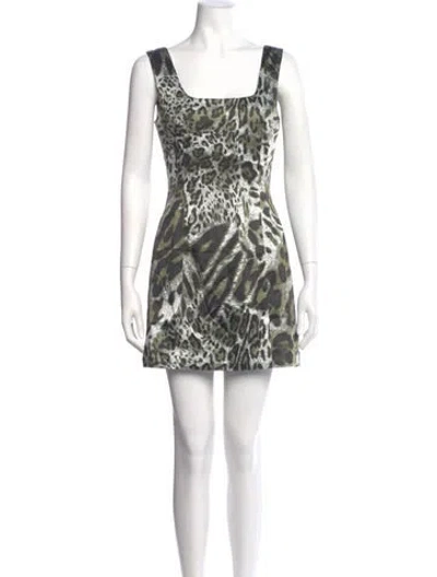Pre-owned Jay Godfrey Animal Print Mini Dress In Green