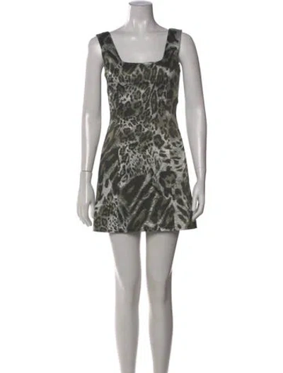 Pre-owned Jay Godfrey Animal Print Mini Dress In Green