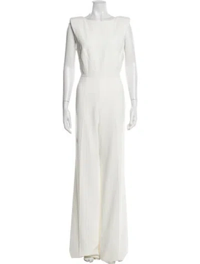 Pre-owned Jay Godfrey Bateau Neckline Jumpsuit In White