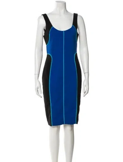 Pre-owned Jay Godfrey Colorblock Pattern Knee-length Dress In Blue