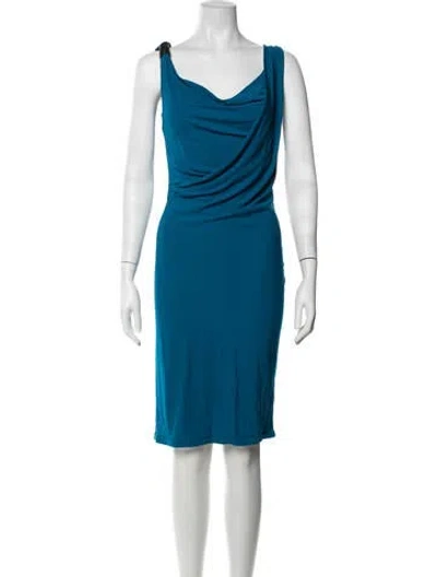 Pre-owned Jay Godfrey Cowl Neck Knee-length Dress In Blue
