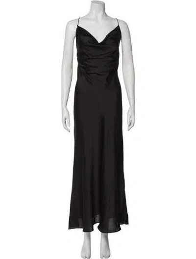 Pre-owned Jay Godfrey Cowl Neck Long Dress In Black