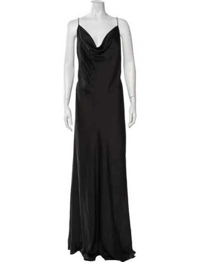 Pre-owned Jay Godfrey Cowl Neck Long Dress In Black