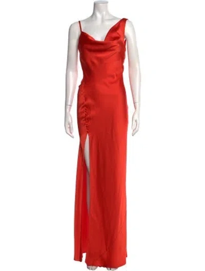 Pre-owned Jay Godfrey Cowl Neck Long Dress In Orange