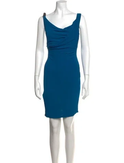Pre-owned Jay Godfrey Cowl Neck Mini Dress In Blue