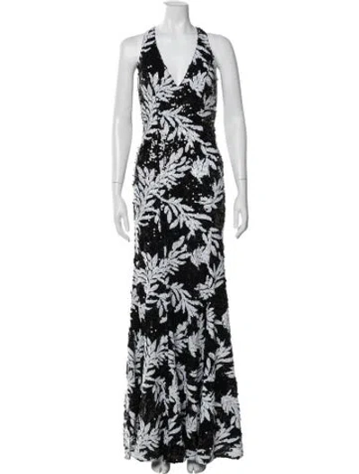 Pre-owned Jay Godfrey Floral Print Long Dress In Black