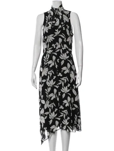Pre-owned Jay Godfrey Floral Print Midi Length Dress In Black