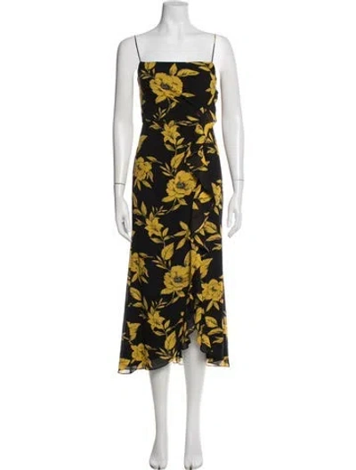 Pre-owned Jay Godfrey Floral Print Midi Length Dress In Black