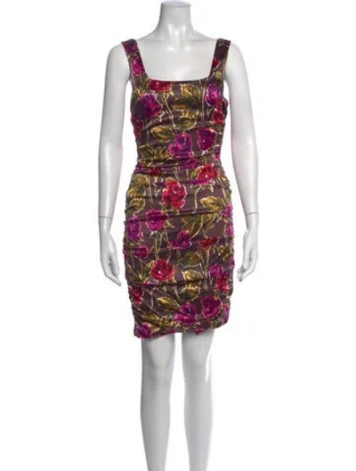 Pre-owned Jay Godfrey Floral Print Mini Dress In Green