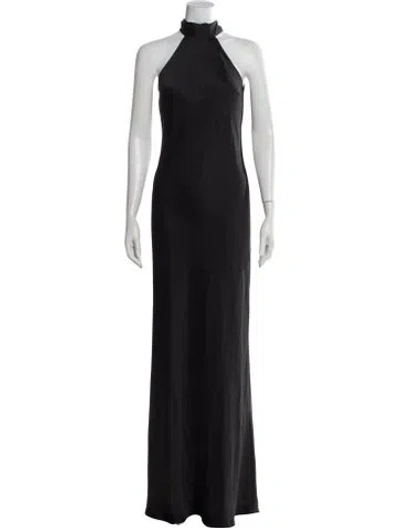 Pre-owned Jay Godfrey Halterneck Long Dress In Black