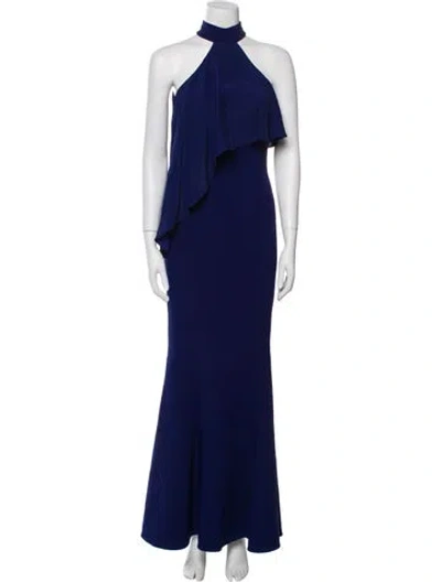 Pre-owned Jay Godfrey Halterneck Long Dress In Blue