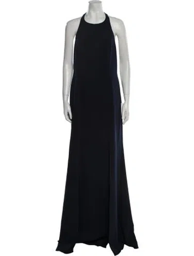 Pre-owned Jay Godfrey Halterneck Long Dress In Blue