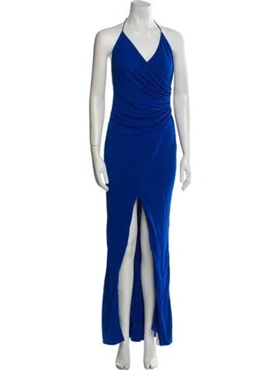 Pre-owned Jay Godfrey Halterneck Long Dress In Blue