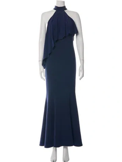 Pre-owned Jay Godfrey Halterneck Long Dress In Blue