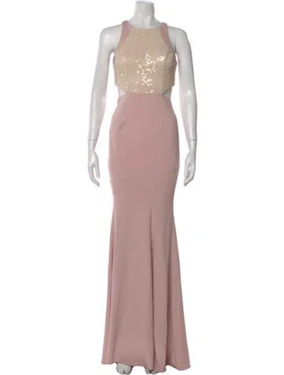 Pre-owned Jay Godfrey Halterneck Long Dress In Neutral