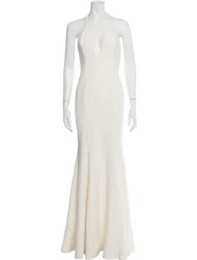 Pre-owned Jay Godfrey Halterneck Long Dress In Neutrals