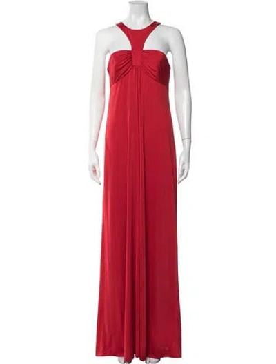 Pre-owned Jay Godfrey Halterneck Long Dress In Red