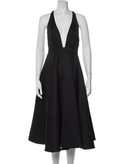 Pre-owned Jay Godfrey Halterneck Midi Length Dress In Black