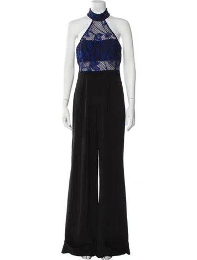 Pre-owned Jay Godfrey Lace Pattern Halterneck Jumpsuit In Black