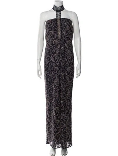 Pre-owned Jay Godfrey Lace Pattern Halterneck Jumpsuit In Blue