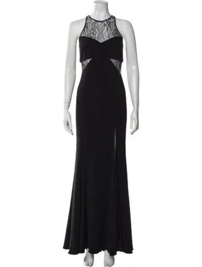 Pre-owned Jay Godfrey Lace Pattern Long Dress In Black