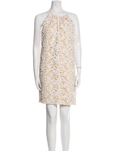 Pre-owned Jay Godfrey Lace Pattern Mini Dress In Neutral