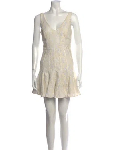 Pre-owned Jay Godfrey Lace Pattern Mini Dress In White