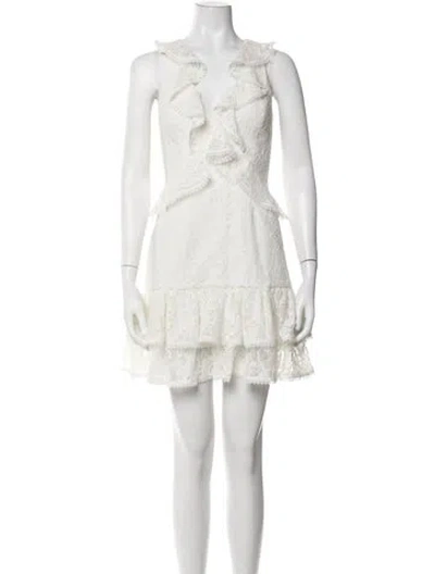 Pre-owned Jay Godfrey Lace Pattern Mini Dress In White