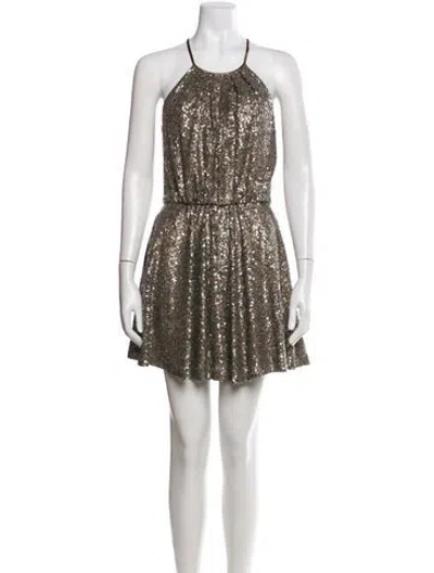 Pre-owned Jay Godfrey Nylon Mini Dress In Gold