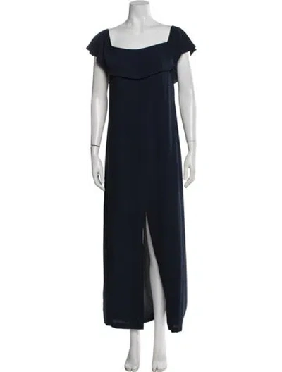 Pre-owned Jay Godfrey Off-the-shoulder Long Dress In Blue