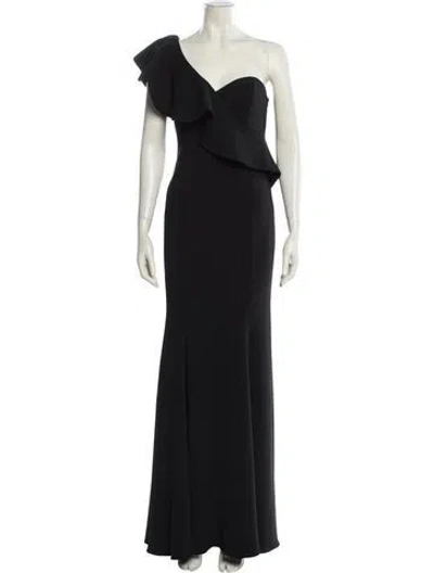 Pre-owned Jay Godfrey One-shoulder Long Dress In Black